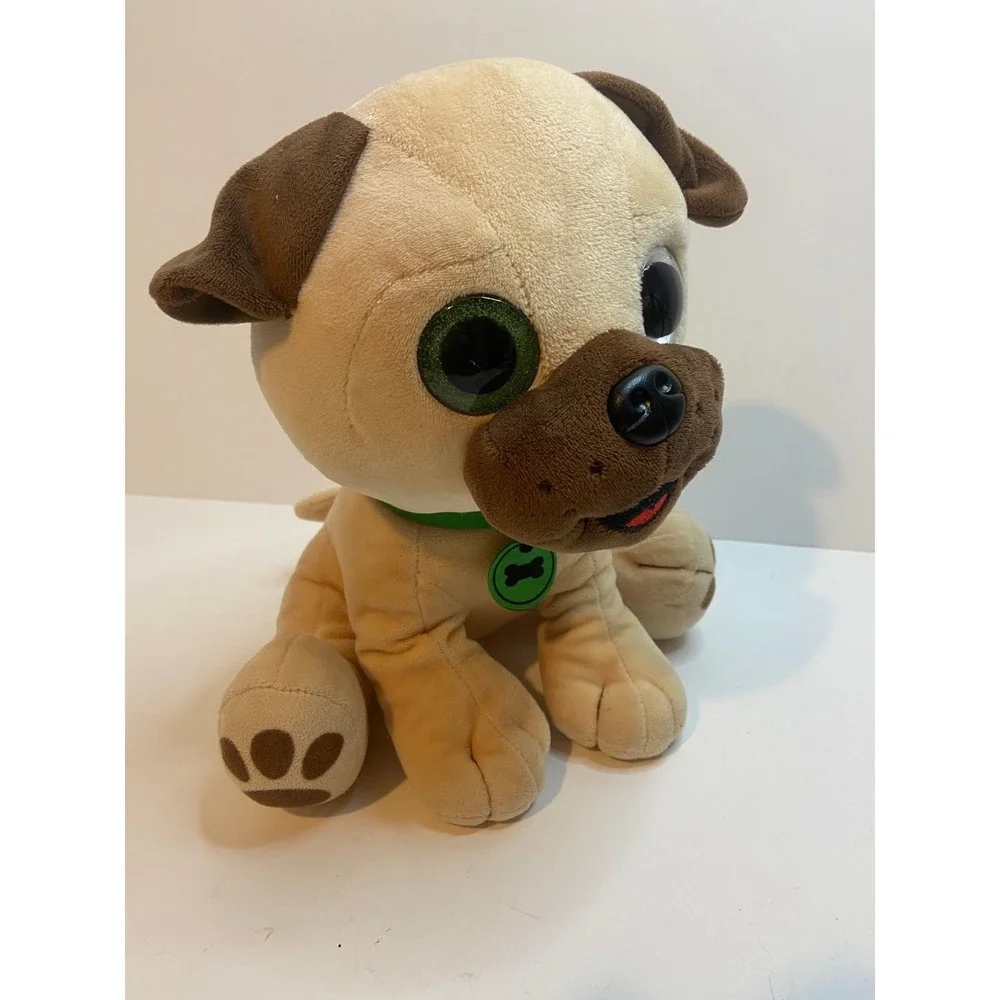 Nanco Plush Pug Dog Puppy Stuffed Animal Toy Green Eyes 12 Inches